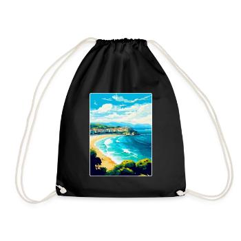 San Sebastian Spain Vintage Travel Poster Souvenir - Drawstring Bag - black - Front