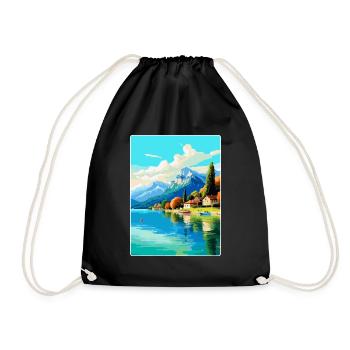 Lake Annecy France Vintage Travel Poster Souvenir - Drawstring Bag - black - Front
