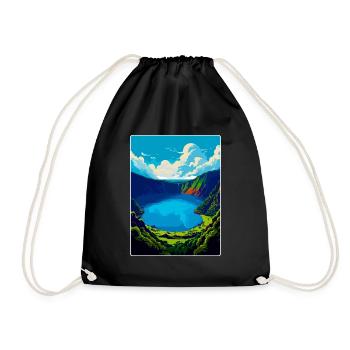 The Azores Portugal Vintage Travel Poster Souvenir - Drawstring Bag - black - Front