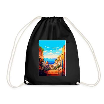 Naples Italy Vintage Travel Poster WPA Souvenir - Drawstring Bag - black - Front