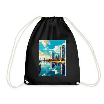 Almere Netherlands Vintage Travel Poster Souvenir - Drawstring Bag - black - Front