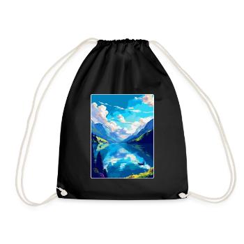Lake Lucerne Switzerland Vintage Travel Poster WPA - Drawstring Bag - black - Front