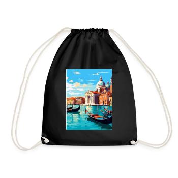 Venice Italy Vintage Travel Poster WPA Souvenir - Drawstring Bag - black - Front