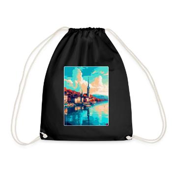 Zurich Suisse Affiche de voyage vintage souvenir - Sac de sport léger - noir - Devant