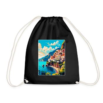 Amalfi Italie Affiche de voyage vintage WPA Souvenir - Sac de sport léger - noir - Devant