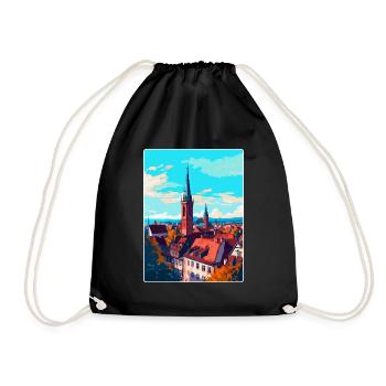 Freiburg Germany Vintage Travel Poster Souvenir - Drawstring Bag - black - Front