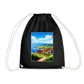 Basque Country Spain Vintage Travel Poster WPA Art - Drawstring Bag - black - Front