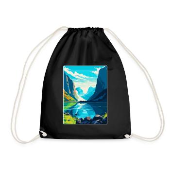 Die Fjorde Norwegen Vintage Reiseplakat Souvenir - Turnbeutel - Schwarz - Vorne