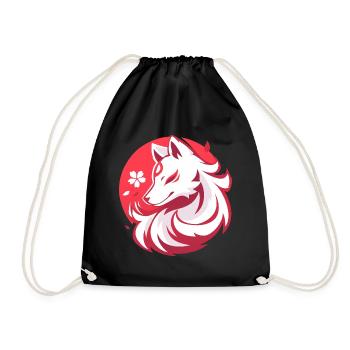Asian Style White Fox - Drawstring Bag - black - Front