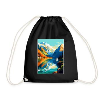 Die Fjorde Norwegen Vintage Reiseplakat Souvenir - Turnbeutel - Schwarz - Vorne