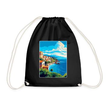 Sicily Italy Vintage Travel Poster WPA Souvenir - Drawstring Bag - black - Front