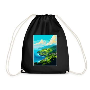 Azores Portugal Vintage Travel Poster Souvenir WPA - Drawstring Bag - black - Front