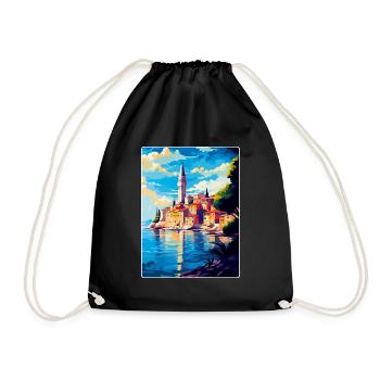 Rovinj Kroatien Vintage Reiseplakat Souvenir WPA - Turnbeutel - Schwarz - Vorne