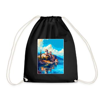 Ohrid North Macedonia Vintage Travel Poster WPA - Drawstring Bag - black - Front