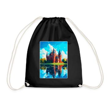 Château de Haar Pays-Bas Affiche de voyage vintage - Sac de sport léger - noir - Devant