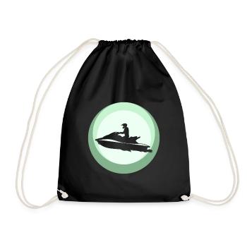 Jetski Motorschlitten Wasserski - Turnbeutel - Schwarz - Vorne