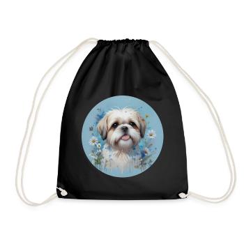 Blauer Shih Tzu - Turnbeutel - Schwarz - Vorne