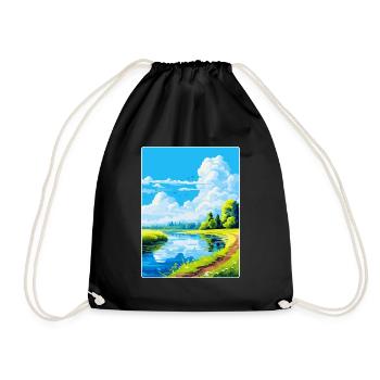 Donau Auen Deutschland Vintage Reiseplakat Souvenir - Turnbeutel - Schwarz - Vorne