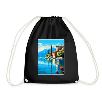 Gardasee Italien Vintage Reiseplakat Souvenir - Turnbeutel - Schwarz - Vorne