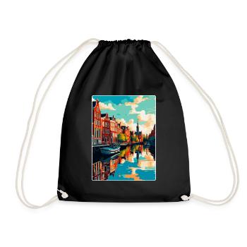 Leeuwarden Pays-Bas Affiche de voyage vintage WPA - Sac de sport léger - noir - Devant