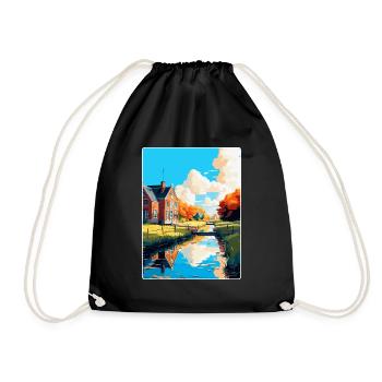 Uitgeest Netherlands Vintage Travel Poster WPA Art - Drawstring Bag - black - Front