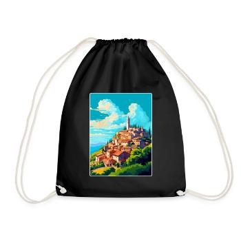 Motovun Kroatien Vintage Reiseplakat Souvenir WPA - Turnbeutel - Schwarz - Vorne
