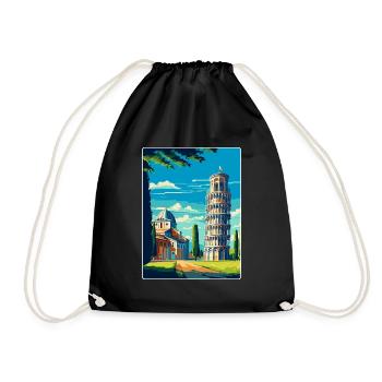 Pisa Italien Vintage Reiseplakat Souvenir Souvenir - Turnbeutel - Schwarz - Vorne
