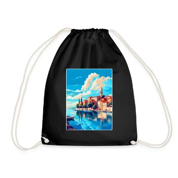 Novigrad Kroatien Vintage Reise Poster Souvenir - Turnbeutel - Schwarz - Vorne