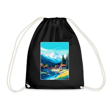 Seefeld Austria Vintage Travel Poster Souvenir WPA - Drawstring Bag - black - Front