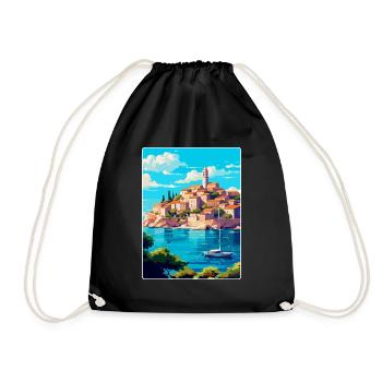 Primosten Kroatien Vintage Reiseplakat Souvenir - Turnbeutel - Schwarz - Vorne