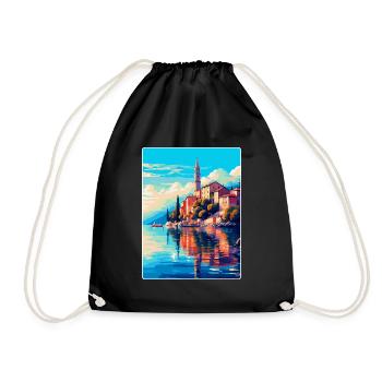 Lovran Kroatien Vintage Reiseplakat Souvenir WPA - Turnbeutel - Schwarz - Vorne