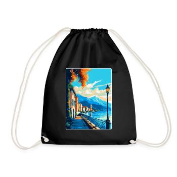 Locarno Switzerland Vintage Travel Poster Souvenir - Drawstring Bag - black - Front
