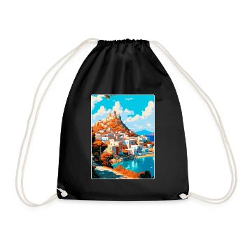 Patmos Grèce Affiche de voyage vintage WPA Souvenir - Sac de sport léger - noir - Devant