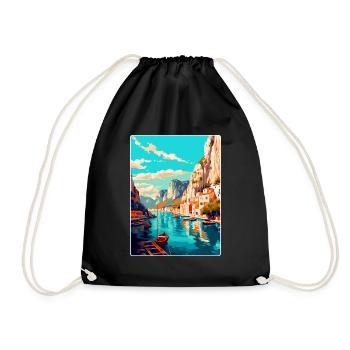 Omis Kroatien Vintage Reiseplakat WPA Souvenir - Turnbeutel - Schwarz - Vorne