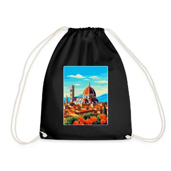 Florence Italy Vintage Travel Poster Souvenir WPA - Drawstring Bag - black - Front