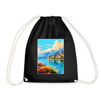 Lake Como Italy Vintage Travel Poster Souvenir WPA - Drawstring Bag - black - Front