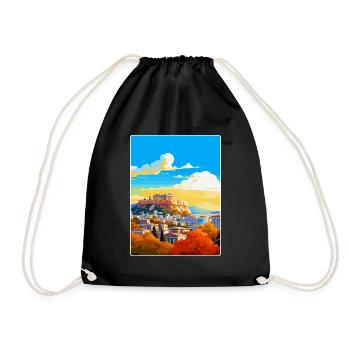 Athens Greece Vintage Travel Poster WPA Souvenir - Drawstring Bag - black - Front