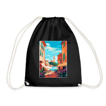 St Tropez France Affiche de voyage vintage souvenir - Sac de sport léger - noir - Devant