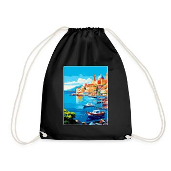 Naples Italy Vintage Travel Poster WPA Souvenir - Drawstring Bag - black - Front