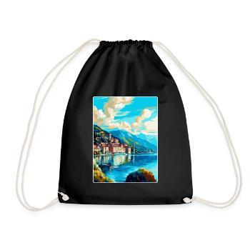 Lugano Suisse Affiche de voyage vintage souvenir - Sac de sport léger - noir - Devant