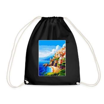Amalfi Italie Affiche de voyage vintage WPA Souvenir - Sac de sport léger - noir - Devant