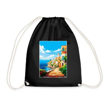 Heraklion Greece Vintage Travel Poster Souvenir - Drawstring Bag - black - Front