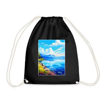 Lac du Bourget France Affiche de voyage vintage souvenir - Sac de sport léger - noir - Devant