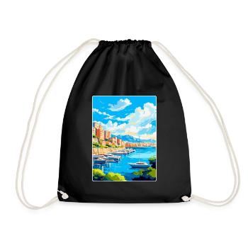 Monaco French Riviera France Vintage Travel Poster - Drawstring Bag - black - Front
