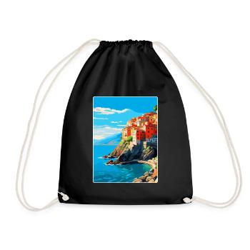 Cinque Terre Italie Affiche de voyage vintage souvenir - Sac de sport léger - noir - Devant