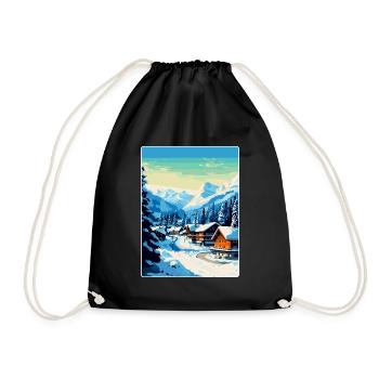 Gstaad Suisse Affiche de voyage vintage souvenir - Sac de sport léger - noir - Devant