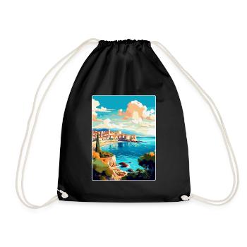 Antibes France Affiche de voyage vintage Souvenir WPA - Sac de sport léger - noir - Devant