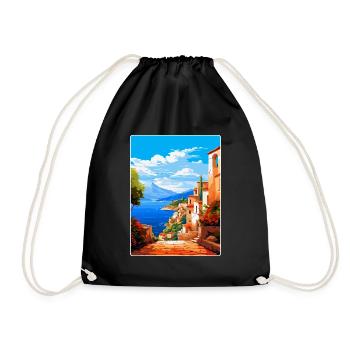 Altea Spain Vintage Travel Poster WPA Art Souvenir - Drawstring Bag - black - Front