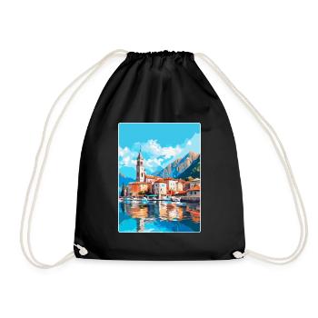Kotor Montenegro Vintage Poster Souvenir de Voyage - Sac de sport léger - noir - Devant