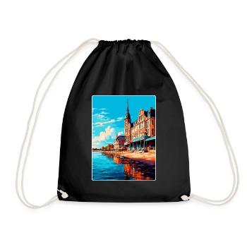 Kolobrzeg Pologne Affiche de voyage vintage souvenir - Sac de sport léger - noir - Devant